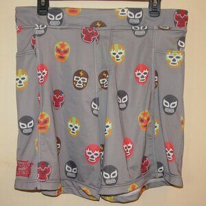 TANGO CHARLIE Lucha Libre Wrestling Mask Print Biker Gym Training Shorts sz L